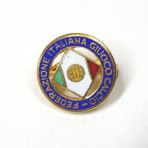 Federazione Italiana Giuoco Calcio FIGC Soccer Enamel Lapel Pin Vintage Italy
